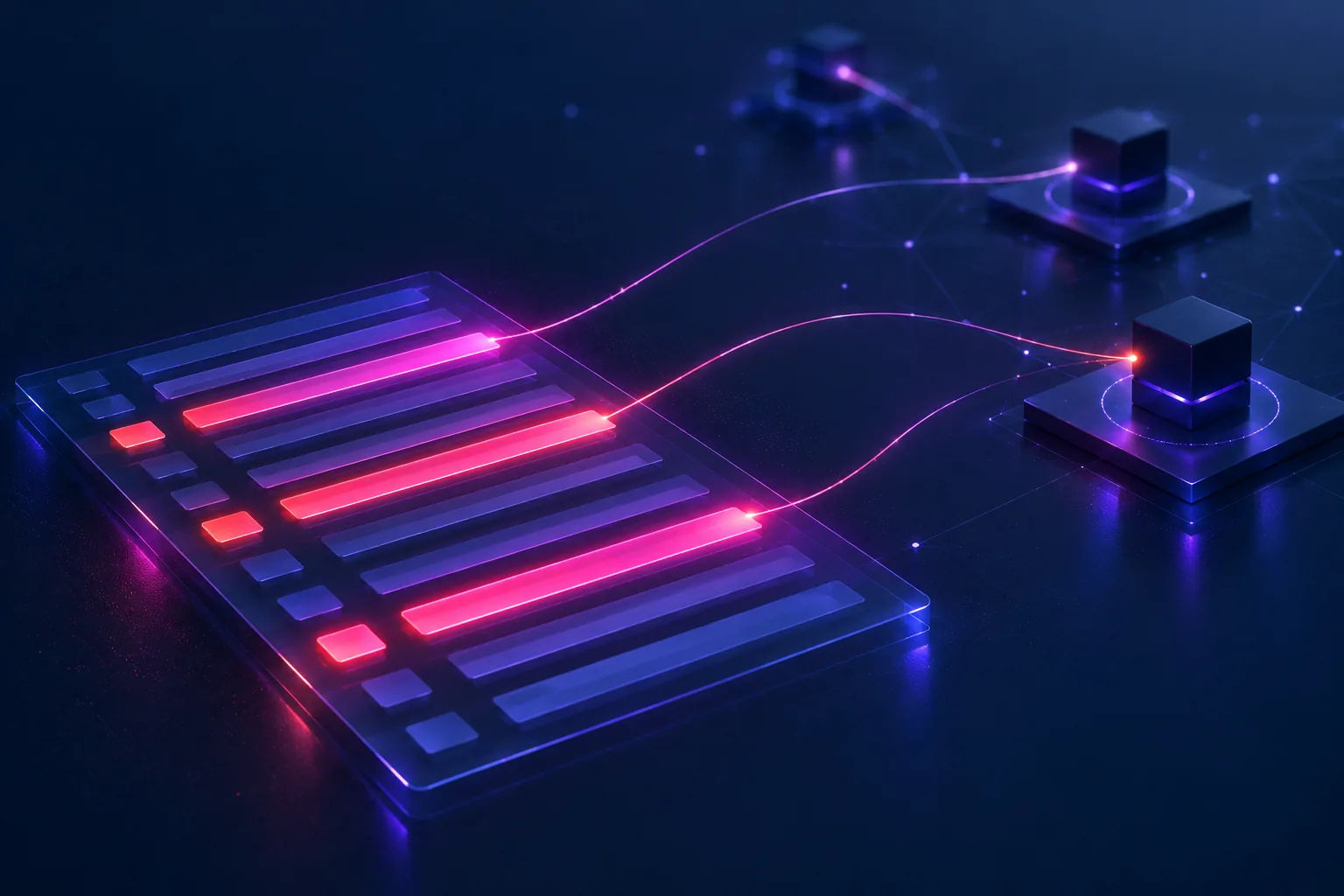 Ledger rows tied by threads to distant nodes, representing disputed orders traced to their IPs