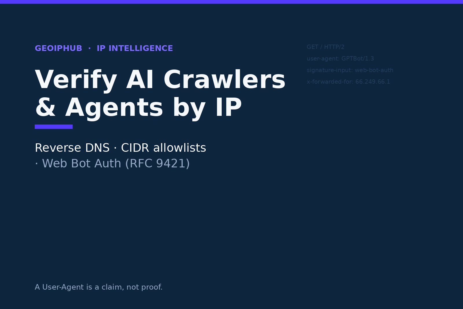 How to Verify AI Crawlers and Agents by IP: Reverse DNS, CIDR Ranges, and Web Bot Auth